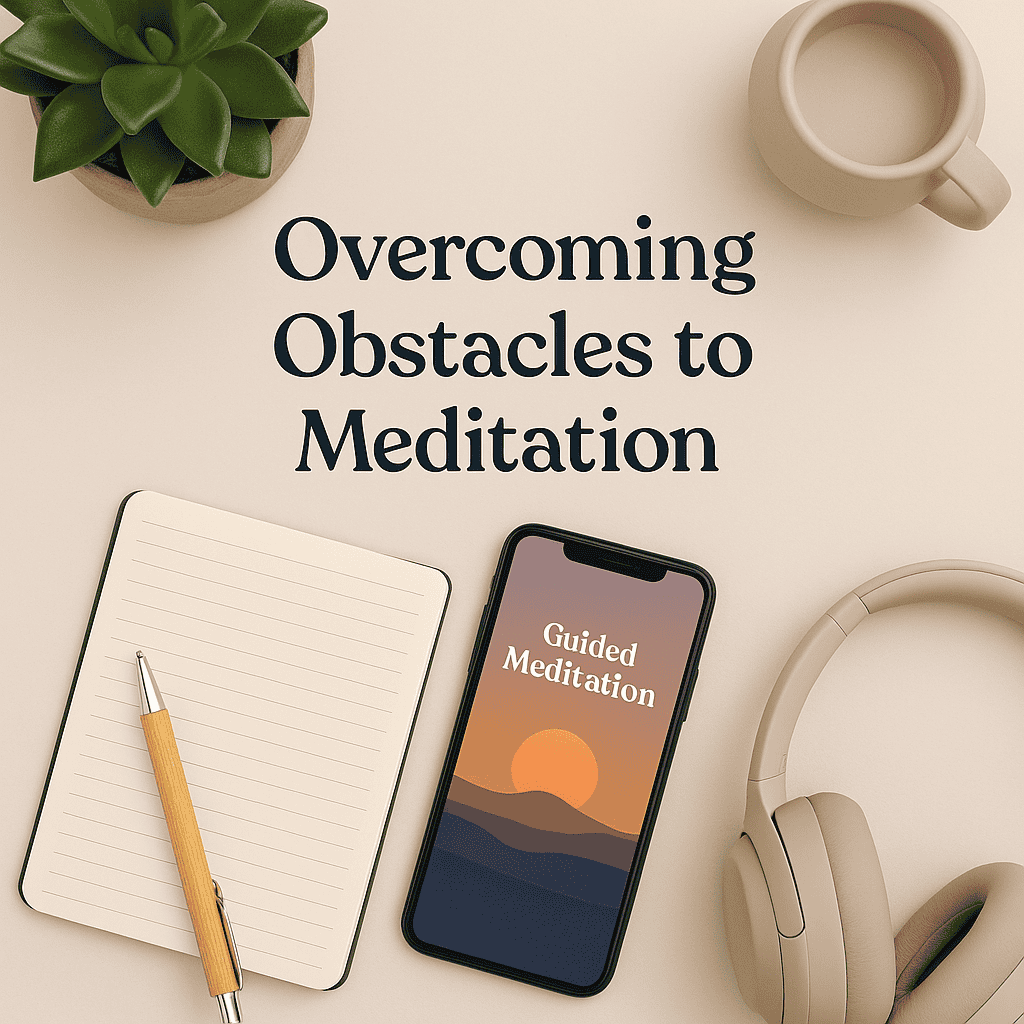A checklist with "Meditate" and "Journal" checked off, a clock nearby showing early morning time.