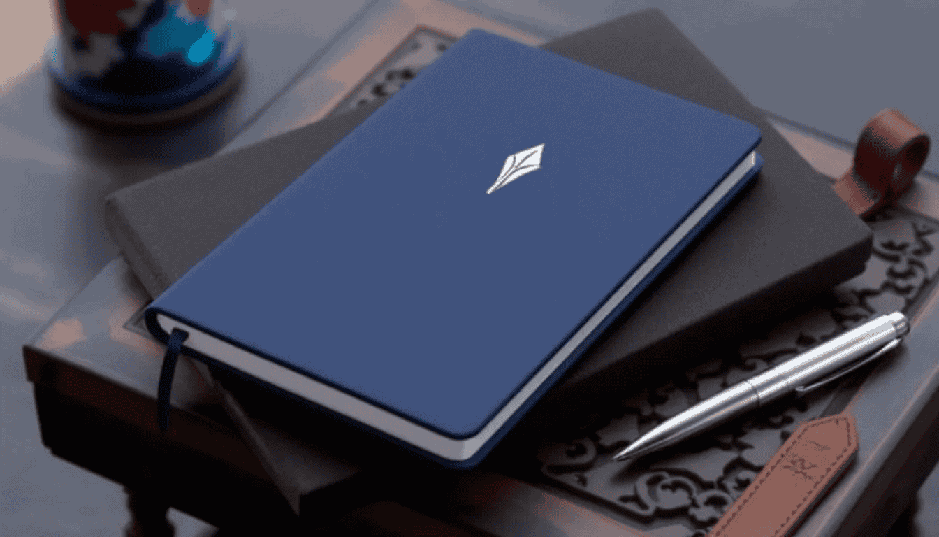 A collection of compact pocket notebooks, pens, and accessories is arranged neatly, highlighting their portability and stylish design, perfect for busy professionals. These pocket-sized journals offer convenience for jotting down notes and ideas on the go, making them an ideal everyday carry companion.